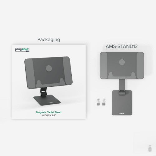 Plugable Technologies Magnetic Tablet Holder for MagSafe iPad Pro 12.9 Stand Portable Foldable 360° Rotating Stand (AMS-STAND13)