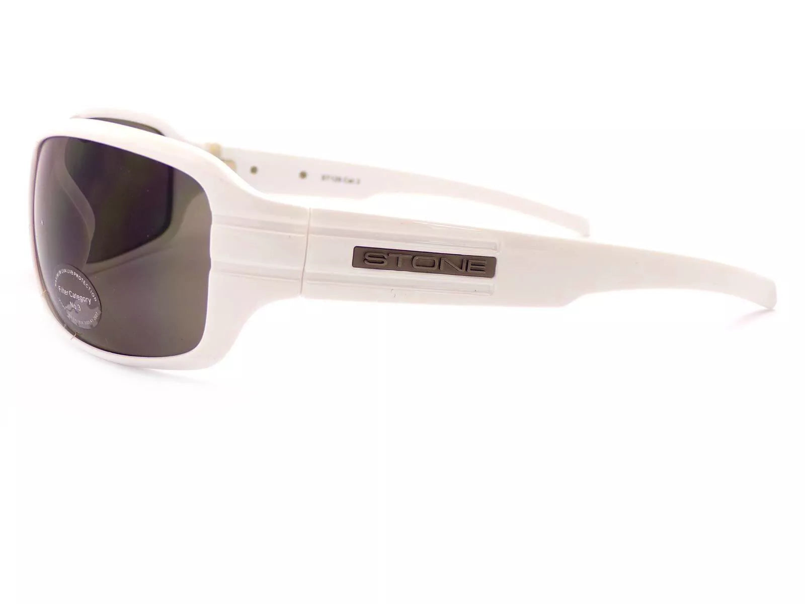 Stone Sunglasses Wrap Polished White with Grey CAT.3 Lenses ST126
