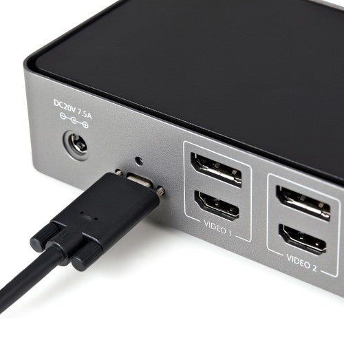 StarTech.com USB-C & USB-A Dock - Hybrid Universal Triple Monitor Laptop Docking Station DisplayPort & HDMI 4K 60Hz - 85W Power Delivery, 6x USB Hub, GbE, Audio - USB 3.1 Gen 2 10Gbps - TAA